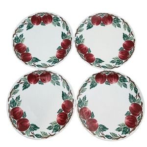 Nancy Calhoun Bella‎ Roma 4 Salad Plate Lot Apples 8" Cafe Classico Vintage